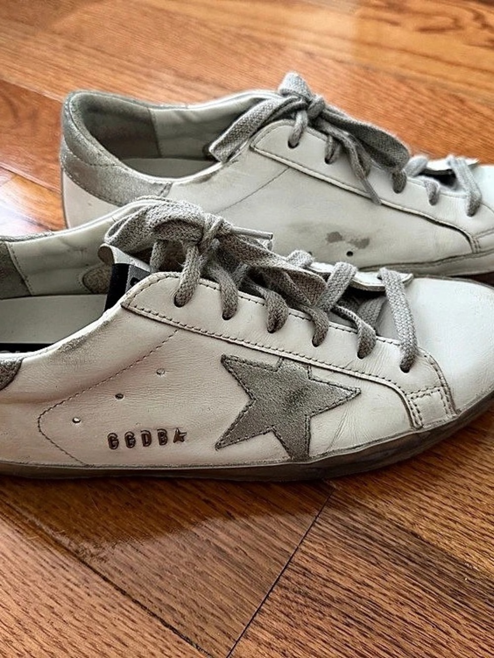 Golden Goose Super-Star Sneakers in White Leather with Silver Star and Heel Tab
